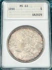 1890 Morgan Dollar ANA MS63 First Generation Toned
