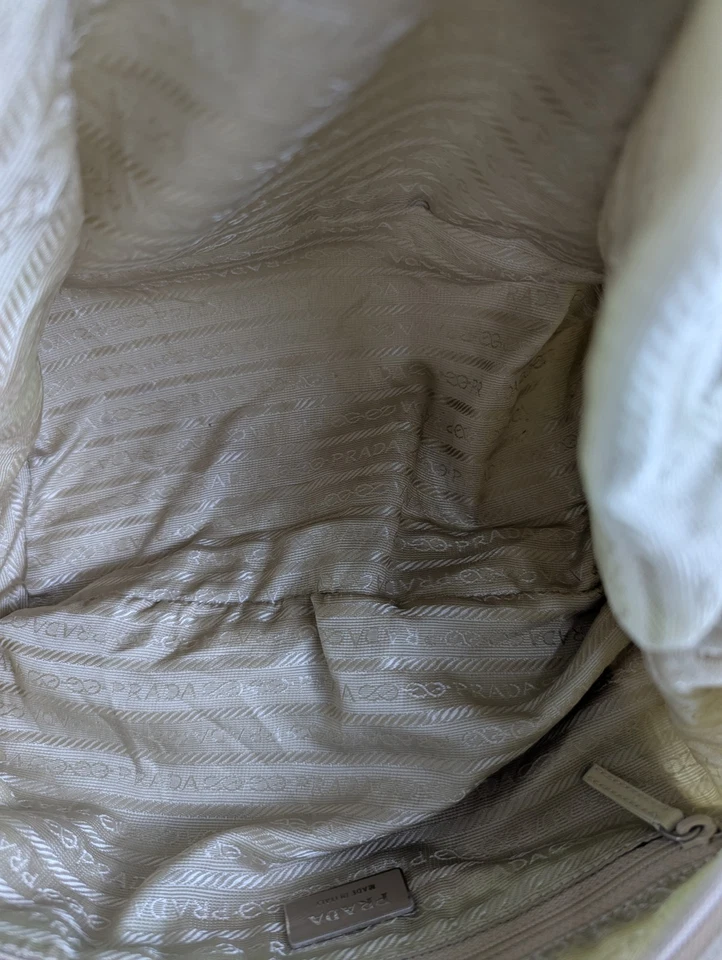 Authentic PRADA Tessuto Nylon Shoulder Bag Light Beige Cream Made in Italy - Image 4 of 4