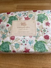 Tranquil Tides Coastal Print QUEEN Sheet Set