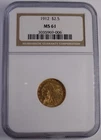 1912 $2 1/2 Indian quarter eagle gold coin NGC MS 61