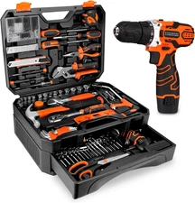 255-Piece Tool Set - Tool Kit with 12V Cordless Drill Driver, Toolbox Storage Ca