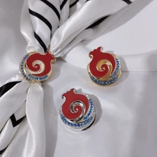 Silk Scarf Tie Crystal Rhinestone Ribbon Ring Wrap Holder Twilly Buckle Jewelry