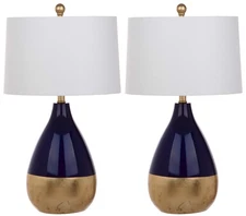 Lighting Collection Kingship Modern Contemporary Navy / Gold 24-inch Bedroom ...
