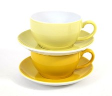 2 x Dibbern Solid Color Kaffeetasse + UT Teetasse sonnengelb + hellgelb vanille