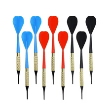 Commercial Soft Plastic Tip Brass Shaft House Bar Darts - 1/4" Tip- Set of 9