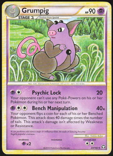 Grumpig 23/102 Rare HGSS Triumphant Pokemon Moderately Played