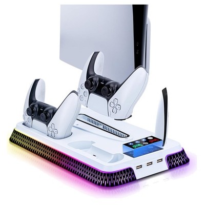 Kühler Standfuß mit Controller Ladestation RGB Lüfter für PS5, Slim, Pro