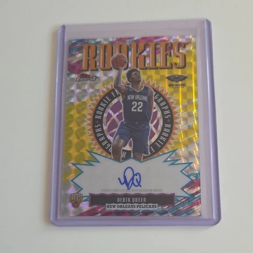 Topps Finest Rookie Autograph Derik Queen Pelicans #RFA-DK Gold Geo /35 2025-26