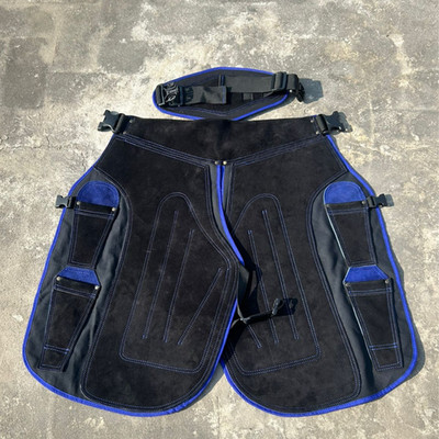 Blue Farrier Apron Leather Hoof Trimming Horse Shoeing Work Apron