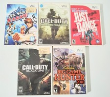 5 Wii Games  Call Of Duty, Just Dance, Big Game Hunter& All Star Karate 
