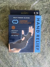 New! Copper Compression - Copper Infused Arthritis Half Finger Gloves  - S/M