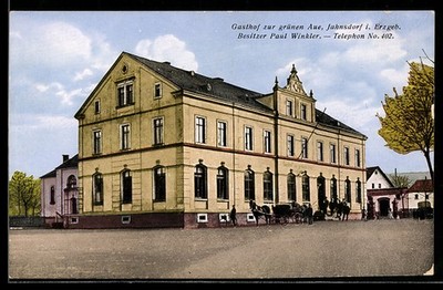 AK Jahnsdorf i. Erzgeb., Gasthof zur grünen Aue, Bes. Paul Winkler 