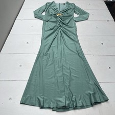 Shein Green Cinched Gold Butterfly Pin Mermaid Maxi Dress Women's Size Large
