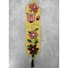 Vintage Wall Hanging Tapestry Latch Hook Shag Floral Tassel 70s Hippie Retro