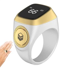 Smart Tasbih Tally Counter Ring For Muslims 5 Prayer Time Reminder OLED Display