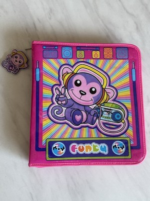 Lisa Frank Funky Monkey Pink Zippered Binder with Charm