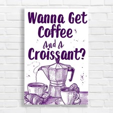 Vintage Coffee Retro Coffee Brewing Purple Canvas Print Large Picture Wall Art