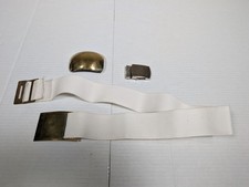 Elastic Belt Men 36 White Adjustable Retro Brass Tone Buckle Vintage Made in USA