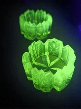 Westmoreland  Vintage  Salt Dips~Yellow  Vaseline Glass~Lot Of 2