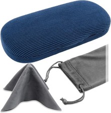 Eyeglass Clam Shell Hard Case for Small-Medium Frames As196 Corduroy Blue