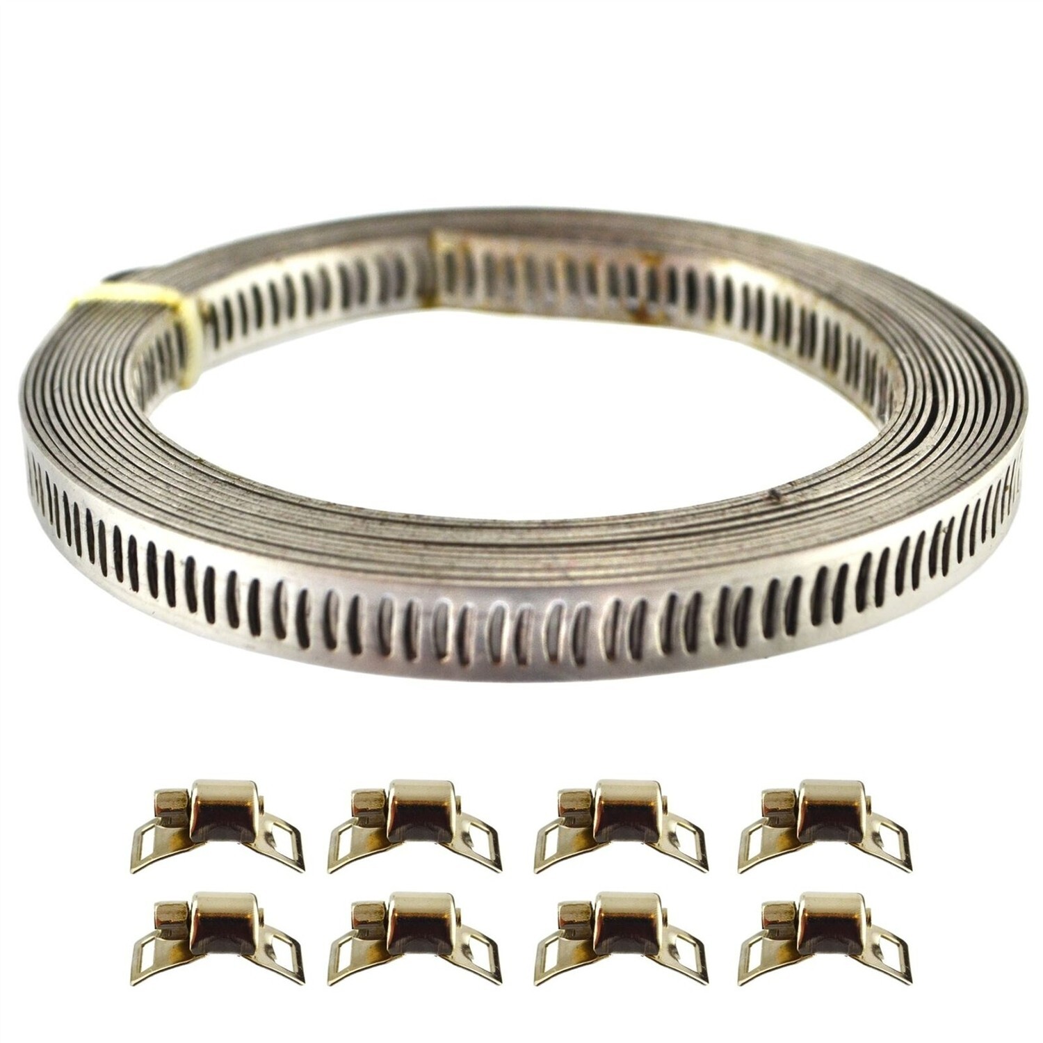 8Pc Stainless Steel Hose Clamp Kit Easy Turn, Make Any Size Clamps Jubilee Type