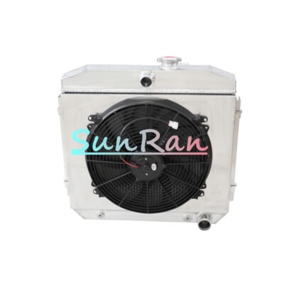 Alu 4Row Radiator+Shroud+Fan Fit 1955-57 Chevrolet Nomad/Bel Air/Del Ray/210/150