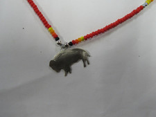 Native American Seminole Creek Buffalo Red Beaded Necklace 22"