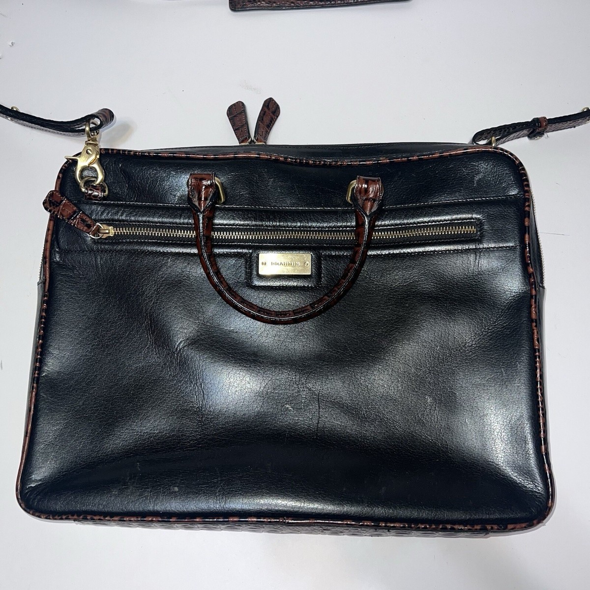 Brahmin Black Melbourne Laptop Bag Leather Briefcase Shoulder