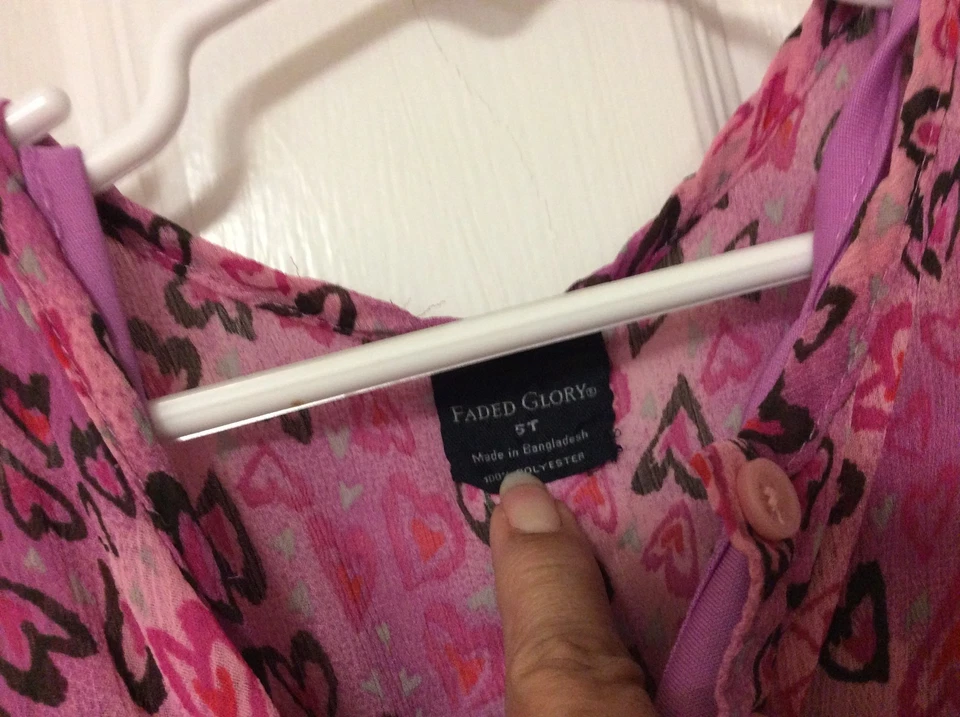 Top Desteñido Glory Niñas Talla 5T Cami Camisa Transparente Globo Púrpura Corazones 46 Foto 2 de 4