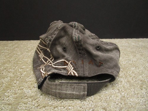 Ariat Cap Hat Men Strap Back Adjustable Brown Cowboy Barbed Wire Distressed Logo - Picture 3 of 7