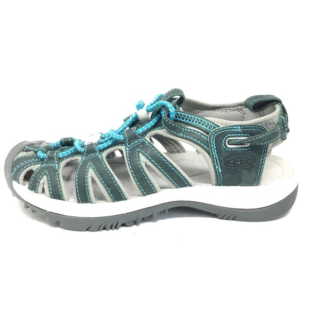 New Keen Womens Whisper Leather Water Hiking Trail Shoes Sandals Green