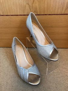 wide fit silver peep toe shoes