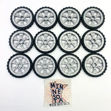 12 Knex Tires Small 1.75" Silver Spoke Wheels - K'nex Replacement Parts