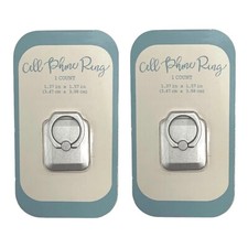 2 Pack Cell Phone 360  Rotating Finger Ring Holder Grip Stand Matte Silver RARE