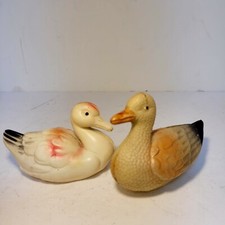 Vintage Celluloid Ducks Pink, White, Beige, pair