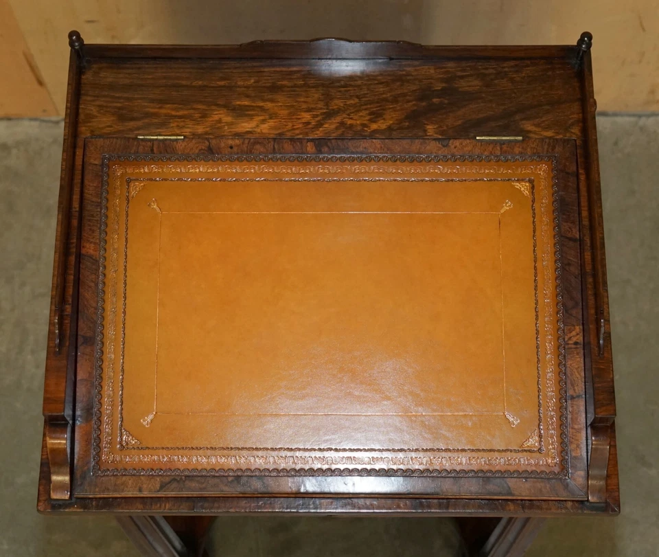 ANTIQUE ORIGINAL REGENCY CIRCA 1810-1820 ROSEWOOD BROWN LEATHER DAVENPORT DESK — 第 3/4 张图片