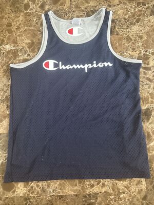 Champion Shirt Mens L Blue Layered Reversible Tee Jersey Mesh