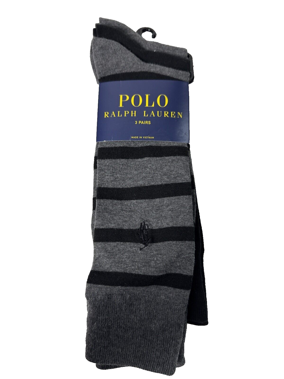 PONY Polo Ralph Lauren 3 Paia Vestito Nero Righe Nero Grigio Calzini Uomo 10 13
