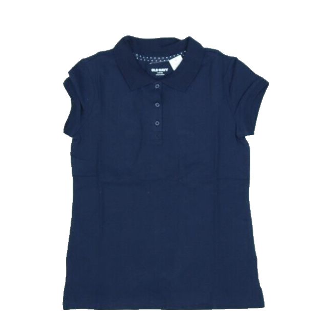 Old Navy Girls School Uniform Polo Shirt Ink Blue Navy Short Sleeve Shirt  Girl L