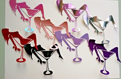 8 Fabulous Drunken Lady in Cocktail Glass Card Toppers,Various Colour Choices