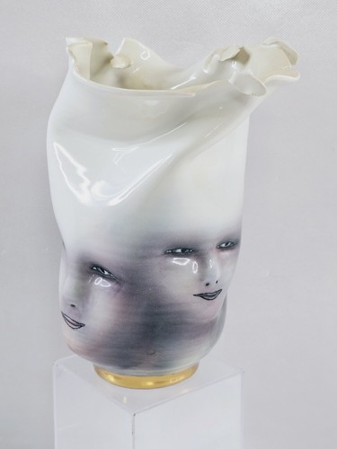 Bing Gleitsman Three Faces Vase Signed 1995 Ceramic Glazed Abstract Vintage MCM - Picture 5 of 16