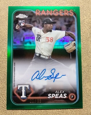 2024 TOPPS CHROME GREEN REFRACTOR AUTO ALEX SPEAS RC RA-ASP 21/99 RANGERS