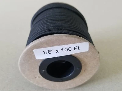 APCC USA 1/8" x 100' Bungee Cord Shock Cord Bungie Cord Marine Grade Stretch Cord BLK