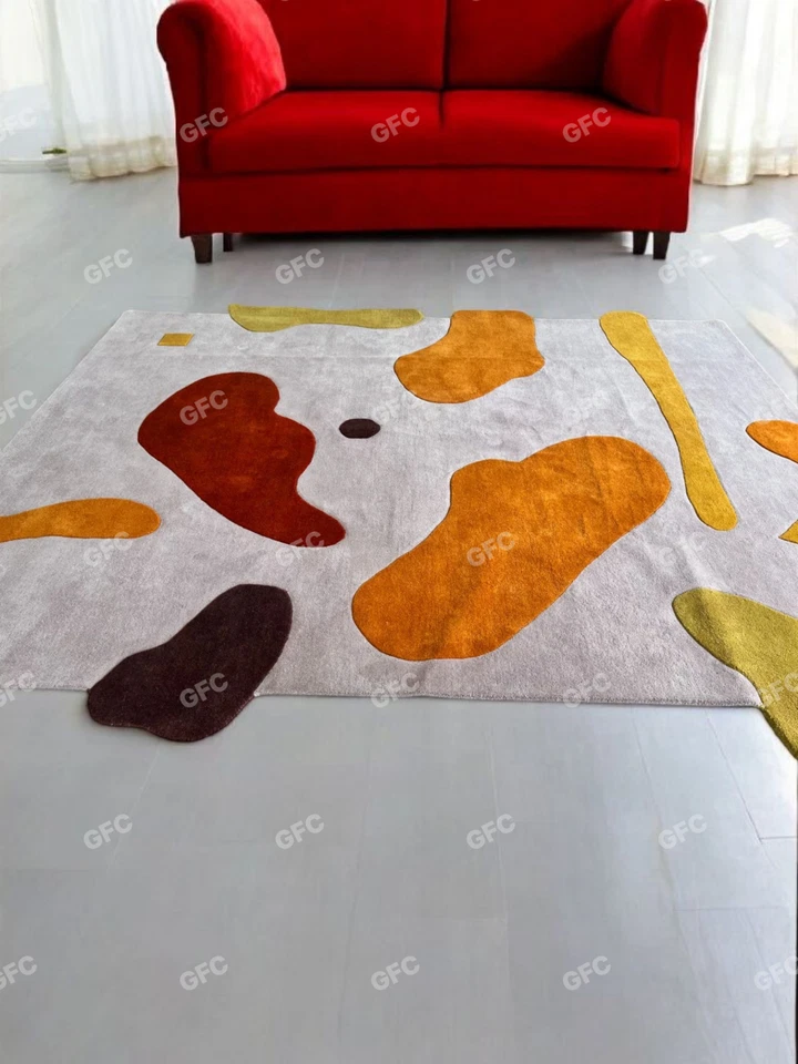 Alfombra acolchada beige desigual 8x10 alfombra de lana alfombra acolchada a mano para cualquier habitación. Foto 2 de 4