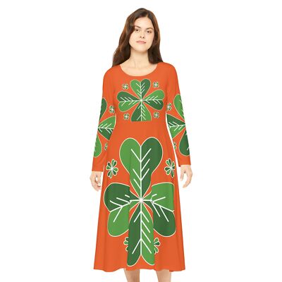 Cardydony Women's Vintage St. Patrick's Day Clover Print Dress main image 1