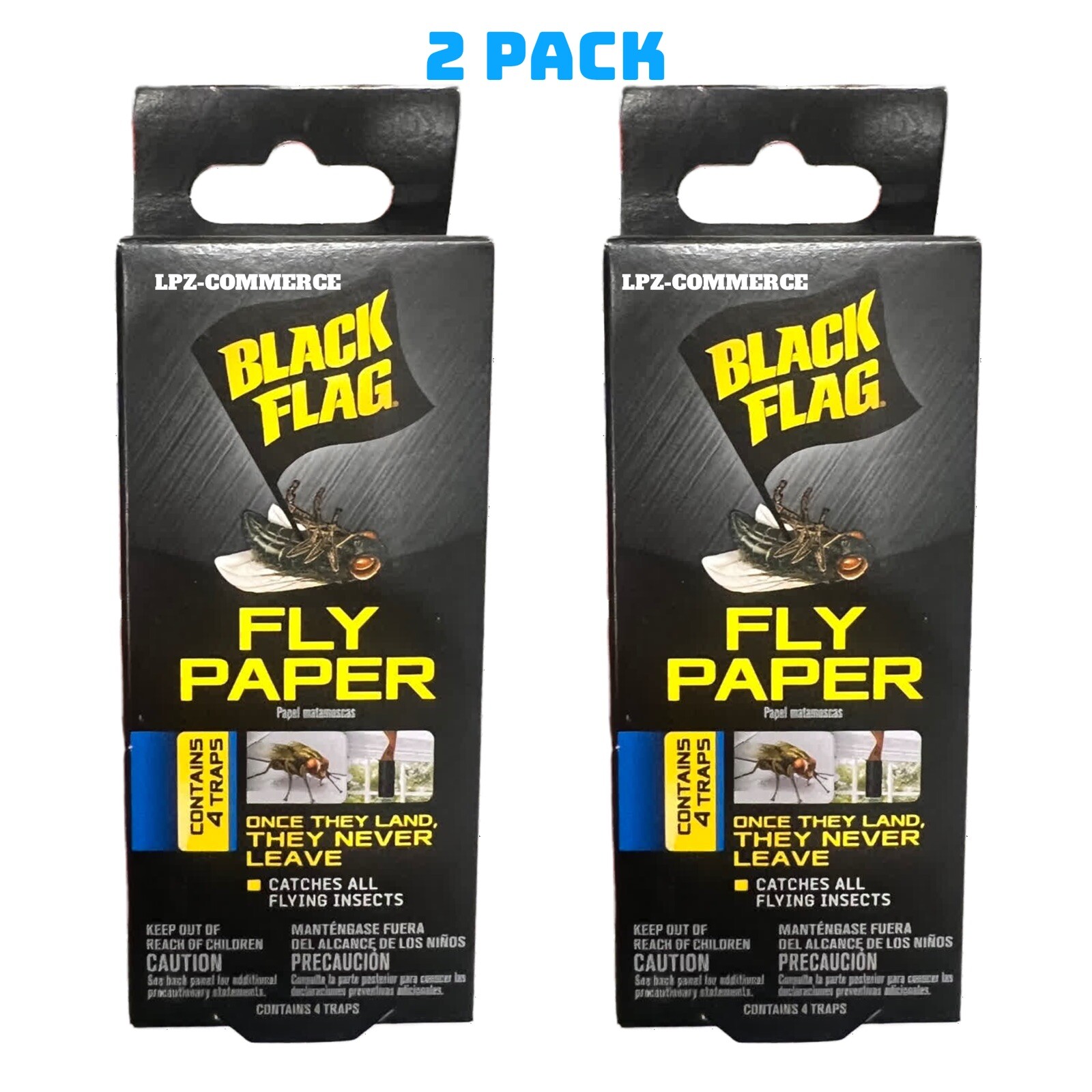 Fly Insect Flag 2 Pack Black Flag Fly Paper Catches All Flying Insects Contains 8 Total ...