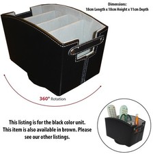 Revolving Leather TV Remote Control Organizer Home Desk Holder Black 00-220BK