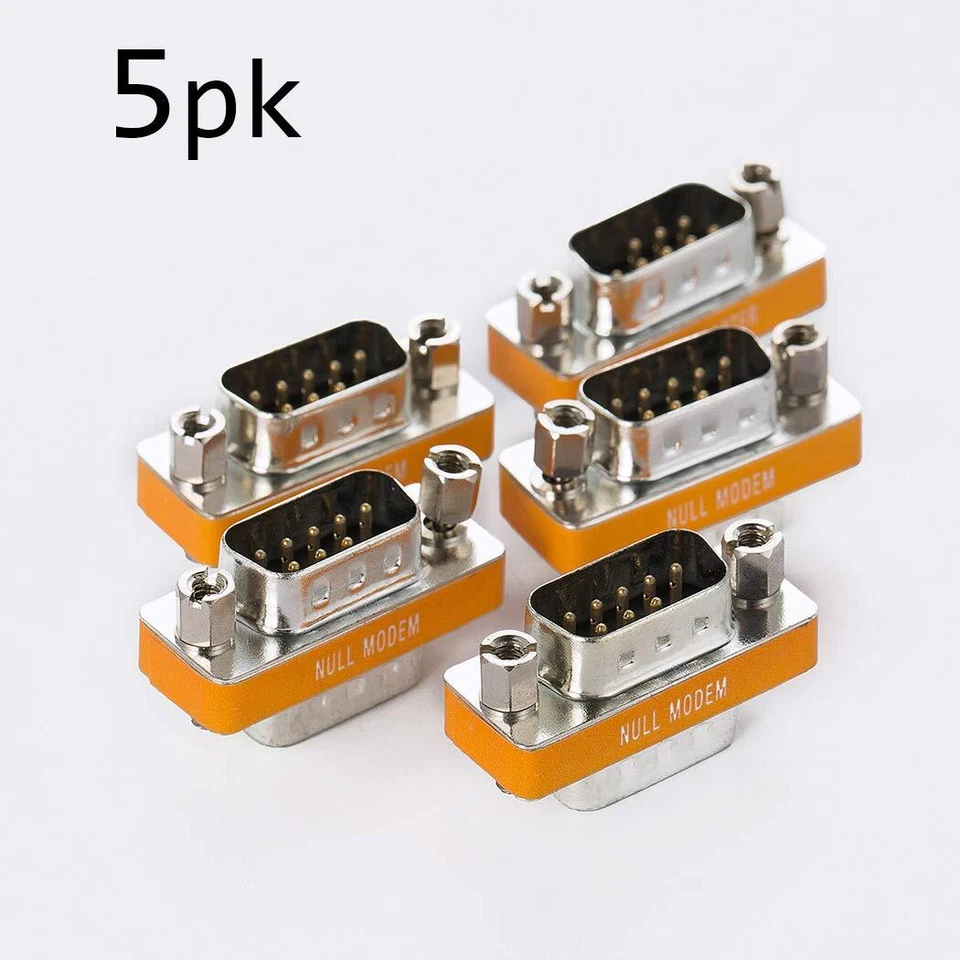 DB9 Null Modem Adapter Male to Male 5 Pack Connector for Serial Communication - Image 2 of 4