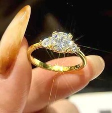 GENUINE 1.2ct Moissanite Ring GRA D 18K Gold Plated Engagement Sparkly Round