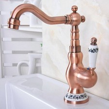 Antique Red Copper Swivel Bathroom Faucet Single Handle Sink Vanity Mixer Taps